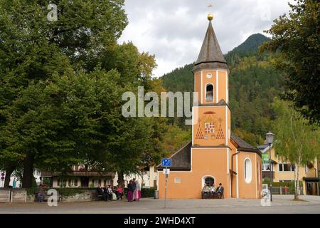 St. Sebastian's Church in the Partenkirchen district, Garmisch-Partenkirchen, Upper Bavaria, Bavarian Alps, Werdenfelser Land, Bavaria, Germany Stock Photo