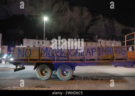 Farmers using their vehicles to cause disruption and slow traffic around the Port of Dover as they protest against cheap meat imports. Picture date: Friday February 9, 2024. Stock Photo