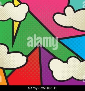 Colored comic page background with halftone effects Vector Stock Vector