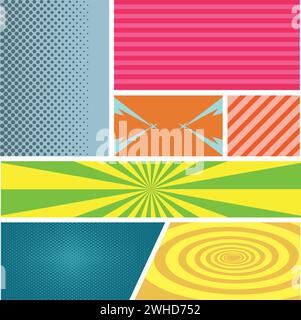Colored comic page background with halftone effects Vector Stock Vector