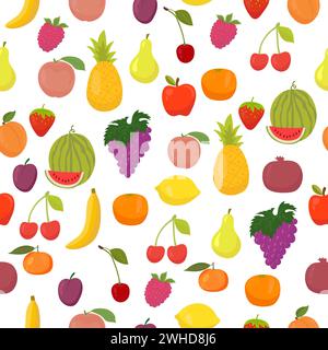 Vector seamless pattern with fruits. Healthy food. Vector illustration Stock Vector