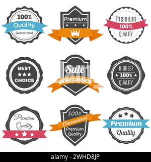 Collection of retro vintage labels. Best choice, premium quality vector badges. Vector illustration Stock Vector