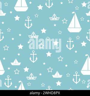 Seamless nautical pattern. Vector illustration Stock Vector