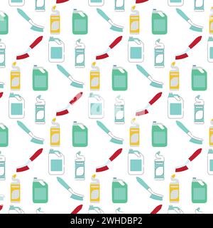 Seamless pattern background with cleaning product icons Vector Stock Vector