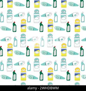 Seamless pattern background with cleaning product icons Vector Stock Vector