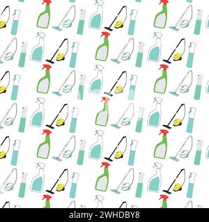 Seamless pattern background with cleaning product icons Vector Stock Vector
