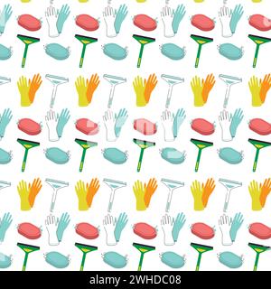Seamless pattern background with cleaning product icons Vector Stock Vector