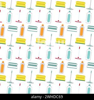 Seamless pattern background with cleaning product icons Vector Stock Vector