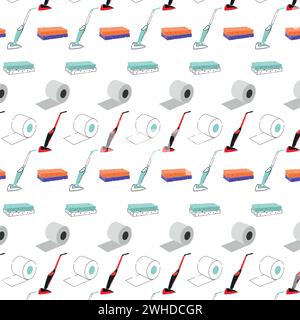 Seamless pattern background with cleaning product icons Vector Stock Vector
