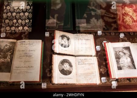 Exhibit on the history of the book, Riga Bourse Museum, Riga, Latvia Stock Photo