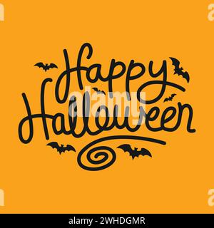 Happy Halloween vector typography illustration. Spooky Halloween typography design. Halloween free hand lettering. Halloween poster, banner, template Stock Vector
