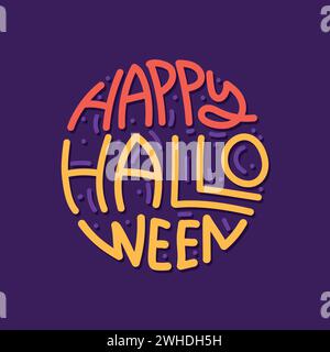 Happy Halloween vector typography illustration. Spooky Halloween typography design. Halloween free hand lettering. Halloween poster, banner, template Stock Vector