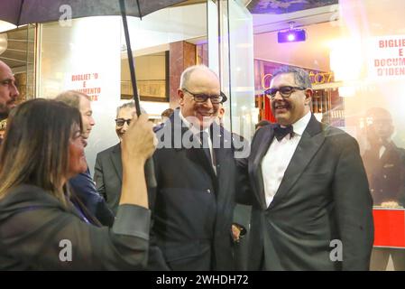 Sanremo, Italia. 09th Feb, 2024. Sanremo 9 Febbraio 2024 Alberto di Monaco a Sanremo con Giovanni Toti Adriano Conte/LaPresse Credit: LaPresse/Alamy Live News Stock Photo