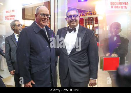 Sanremo, Italia. 09th Feb, 2024. Sanremo 9 Febbraio 2024 Alberto di Monaco a Sanremo con Giovanni Toti Adriano Conte/LaPresse Credit: LaPresse/Alamy Live News Stock Photo