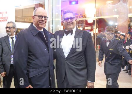 Sanremo, Italia. 09th Feb, 2024. Sanremo 9 Febbraio 2024 Alberto di Monaco a Sanremo con Giovanni Toti Adriano Conte/LaPresse Credit: LaPresse/Alamy Live News Stock Photo