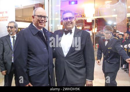 Sanremo, Italia. 09th Feb, 2024. Sanremo 9 Febbraio 2024 Alberto di Monaco a Sanremo con Giovanni Toti Adriano Conte/LaPresse Credit: LaPresse/Alamy Live News Stock Photo