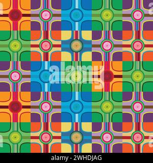 multicolored stripe intersecting in a colorful circle with spiral in the middle Stock Vector