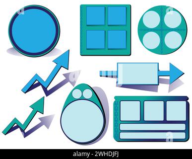 Set of blue copyspace infographics; divided frame to make notes Stock Vector