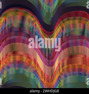 Psychedelic colorful curved lines; multicolored background Stock Vector