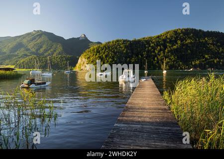 Jetty at the municipal swimming pool in Strobl, Wolfgangsee, Salzburg, Austria Stock Photo