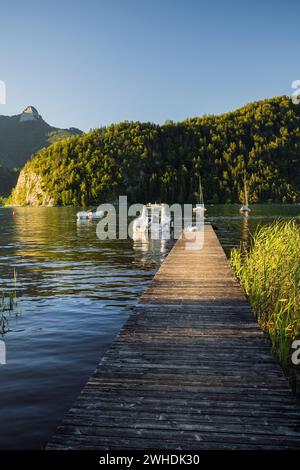 Jetty at the municipal swimming pool in Strobl, Wolfgangsee, Salzburg, Austria Stock Photo