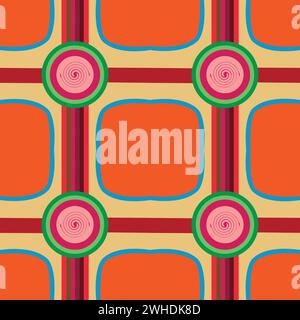 abstract background with circles spiral and curved lines; in the middle a big circle with a spiral Stock Vector