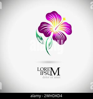 Flower logo object. Hand drawing. Not AI, Vector illustration Stock Vector