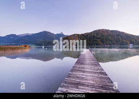 Jetty at the municipal swimming pool in Strobl, Wolfgangsee, Salzburg, Austria Stock Photo