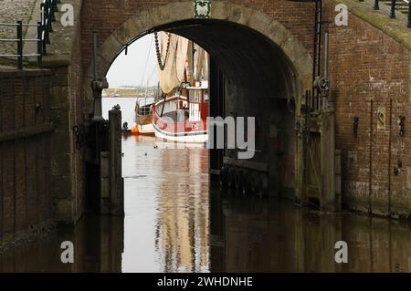 Harbour in Greetsiel at the german north sea coast Stock Photo