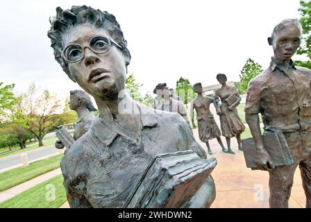 'Testament' - Little Rock Nine Civil Rights Memorial, by sculptor John Deering, on the State Capitol grounds in Little Rock, Arkansas - USA Stock Photo