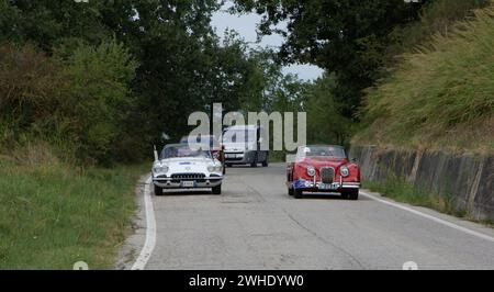Tavoleto , Italy - sett. 16 - 20 23 : jaguar xk 150 roadster in coppa nuvolari old racing car Stock Photo