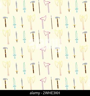 Seamless pattern background with medieval weapons icons Vector Stock Vector