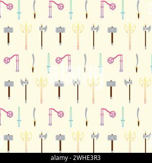 Seamless pattern background with medieval weapons icons Vector Stock Vector