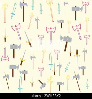Seamless pattern background with medieval weapons icons Vector Stock Vector