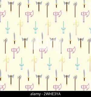 Seamless pattern background with medieval weapons icons Vector Stock Vector