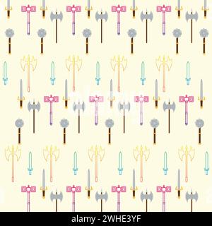 Seamless pattern background with medieval weapons icons Vector Stock Vector