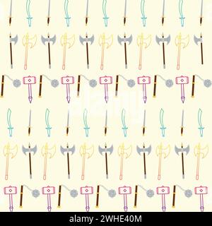 Seamless pattern background with medieval weapons icons Vector Stock Vector