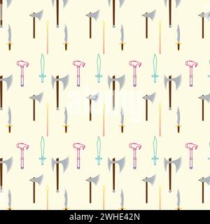 Seamless pattern background with medieval weapons icons Vector Stock Vector
