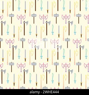 Seamless pattern background with medieval weapons icons Vector Stock Vector