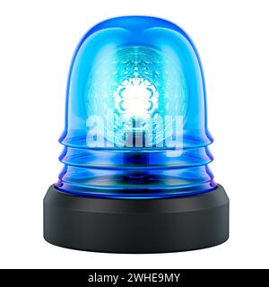 blue rotating beacon isolated on white background. blue rotating beacon ...