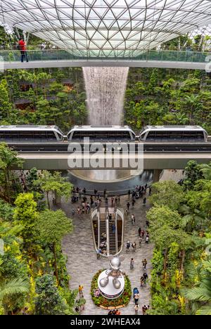 130 feet waterfall at Jewel, Changi Airport, Singapore Stock Photo