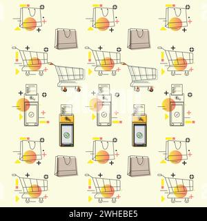 Colored seamless pattern background with shopping icons Vector Stock Vector