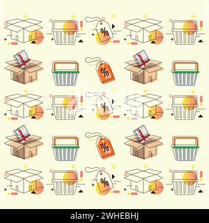 Colored seamless pattern background with shopping icons Vector Stock Vector