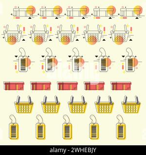 Colored seamless pattern background with shopping icons Vector Stock Vector