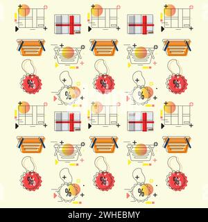 Colored seamless pattern background with shopping icons Vector Stock Vector