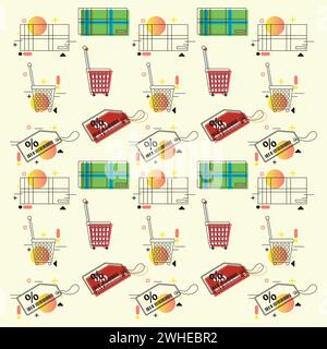 Colored seamless pattern background with shopping icons Vector Stock Vector
