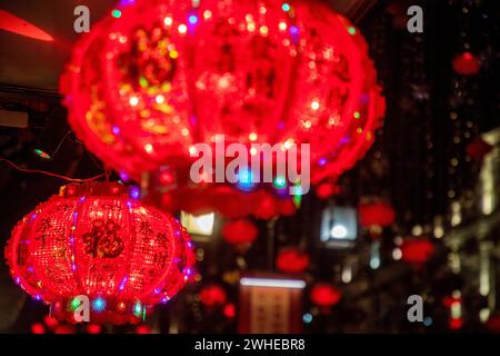 Moscow, Russia. 9th of February, 2024. Decorations are seen during the opening ceremony of the Moscow Festival of Chinese New Year in Kamergersky Lane in central Moscow, Russia. Credit: Nikolay Vinokurov/Alamy Live News Stock Photo