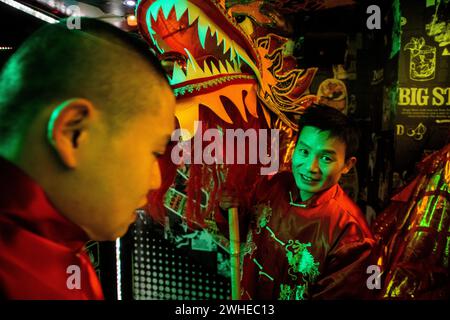 Moscow, Russia. 9th of February, 2024. Participants are seen during the opening ceremony of the Moscow Festival of Chinese New Year in Kamergersky Lane in central Moscow, Russia. Credit: Nikolay Vinokurov/Alamy Live News Stock Photo