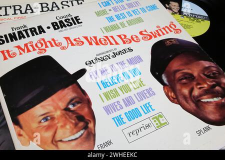 Viersen, Germany - January 9. 2024: Frank Sinatra and Count Basie  vinyl record album cover It might as well be swing arranged by Quincy Jones 1964 Stock Photo