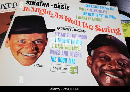Viersen, Germany - January 9. 2024: Frank Sinatra and Count Basie  vinyl record album cover It might as well be swing arranged by Quincy Jones 1964 Stock Photo